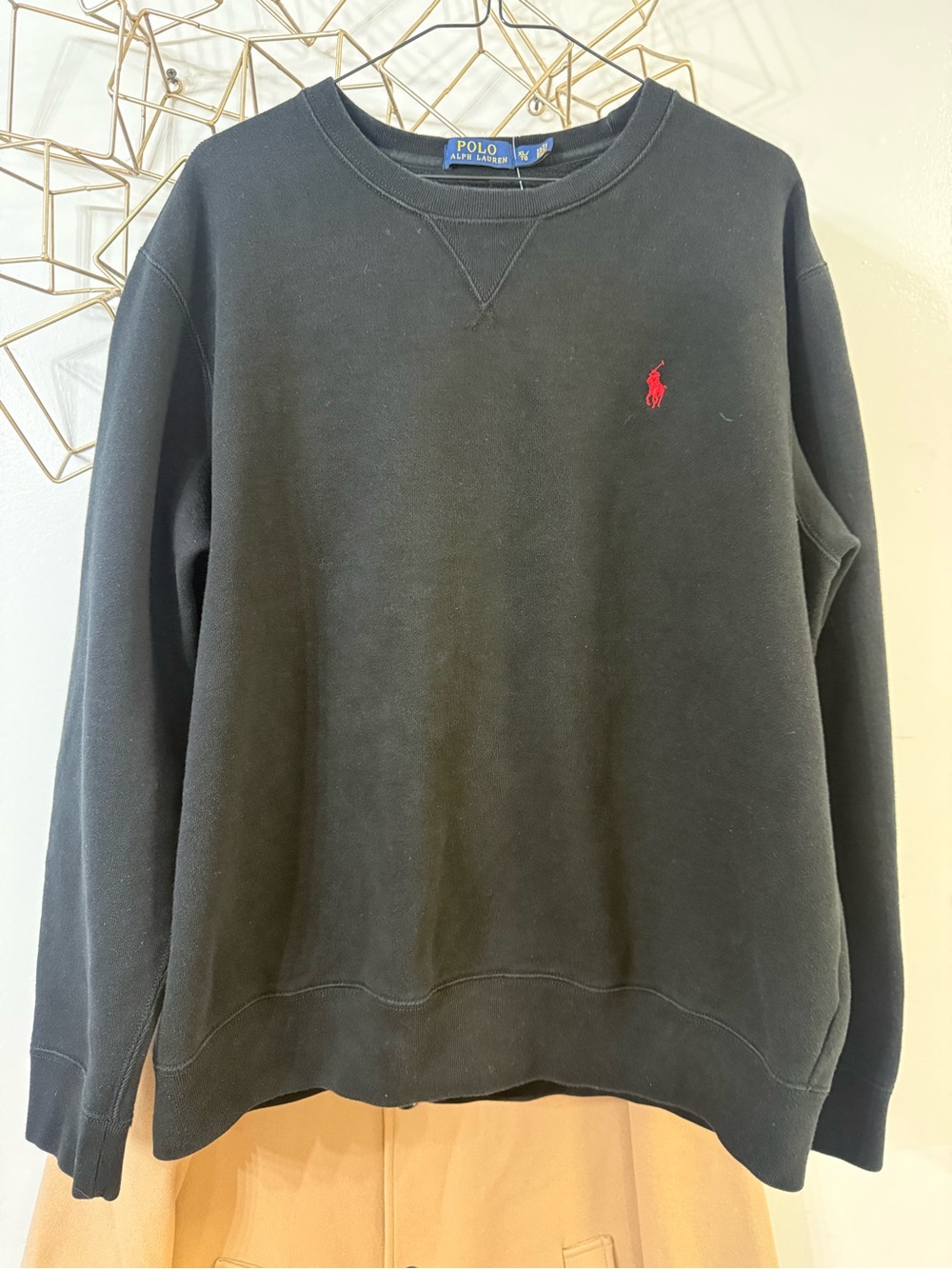 Polo by Ralph Lauren Black Crewneck Sweatshirt with Red Pony Logo
